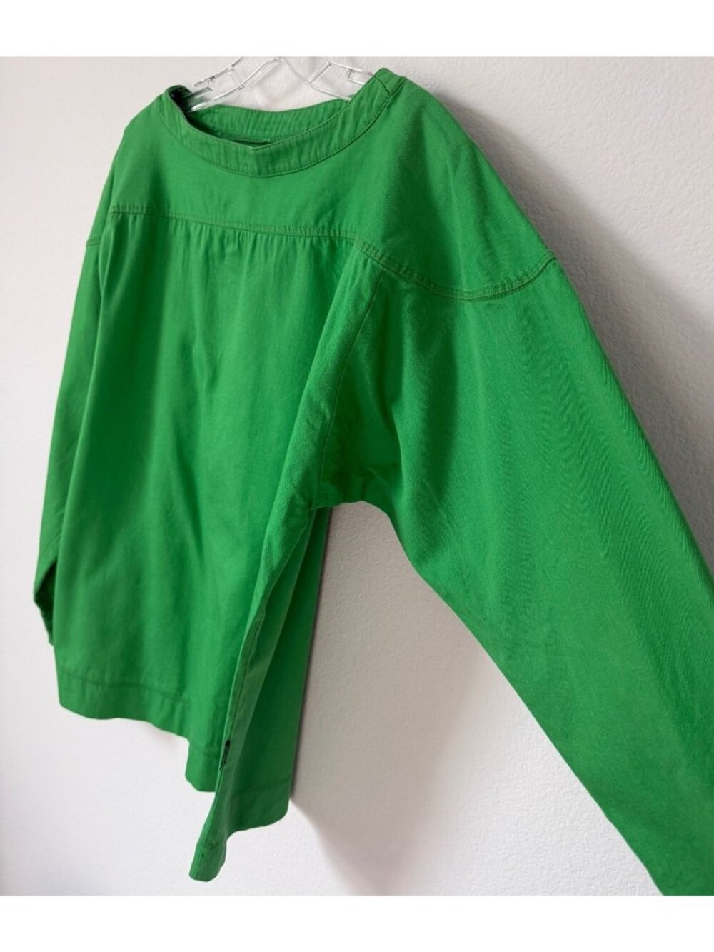Gene Ewing Bis 100% Cotton 3/4 Sleeve Round Neck Green Blouse Women's Size M - Picture 6 of 9